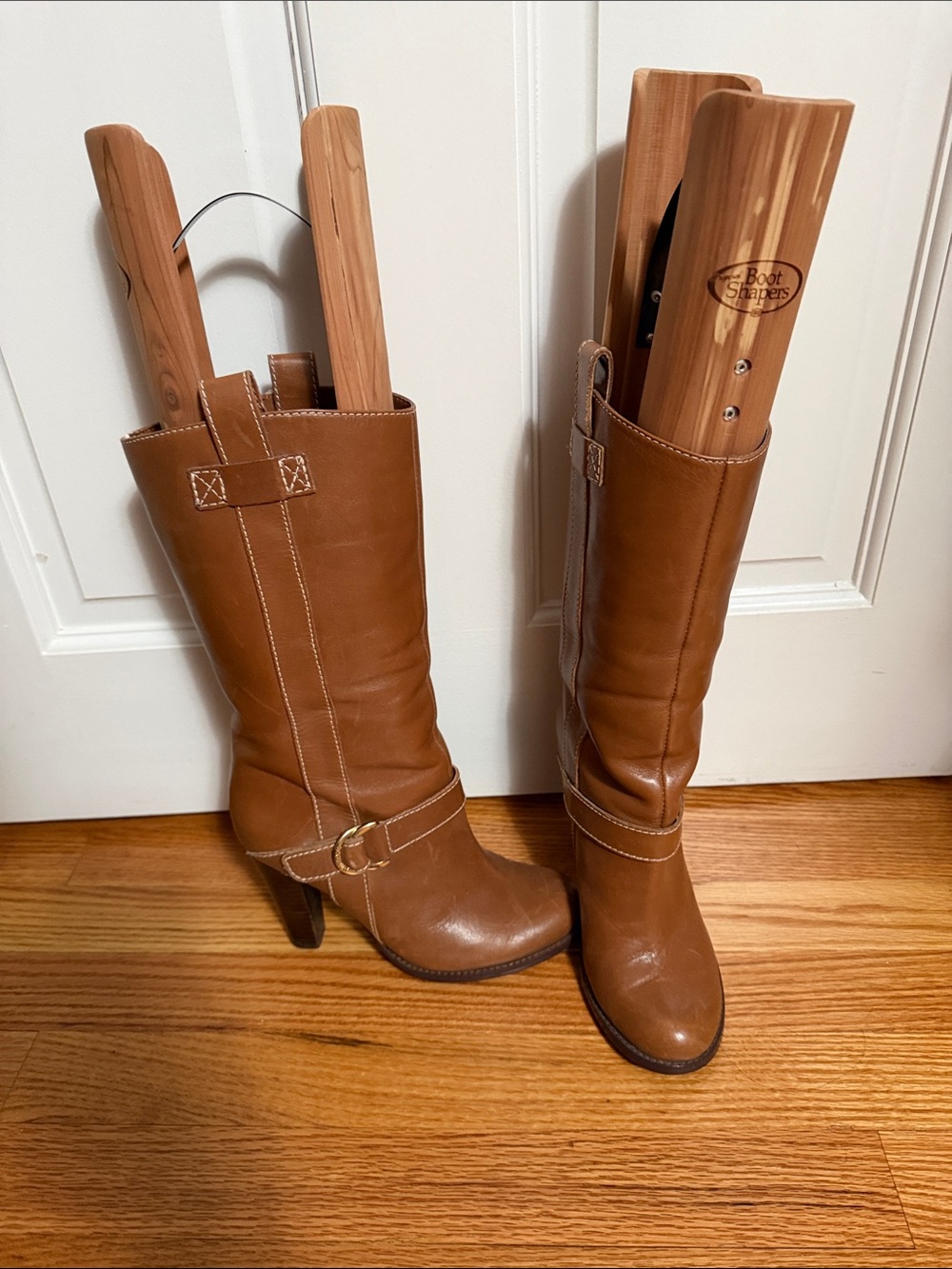 Ralph Lauren Tan Leather Mid-Calf Heeled Boots 6 1/2M